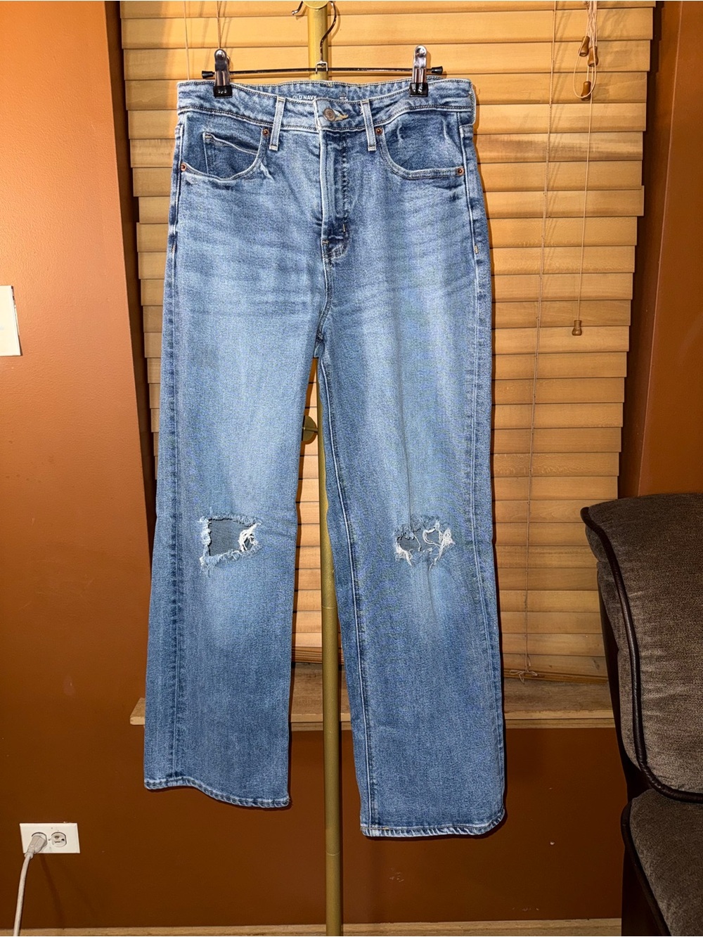 Old Navy Light Blue Ripped Wide-Leg Jeans
